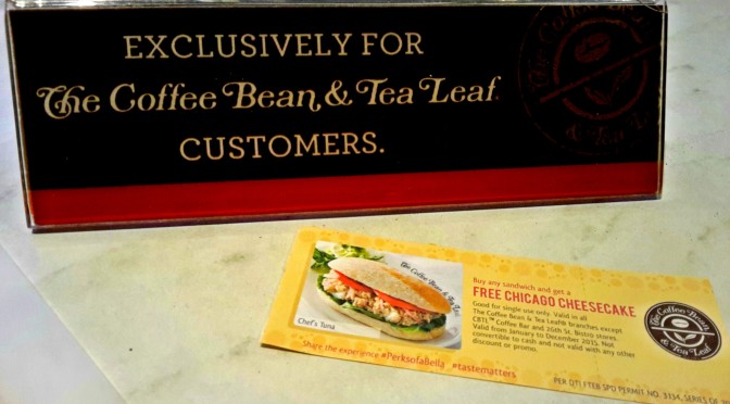 #PERKSOFABELLA Coffee Bean and Tea Leaf (CBTL) Coupon Experience
